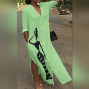 Woman's Classy and Elegant Dress, Color: mint green Size: 3XL